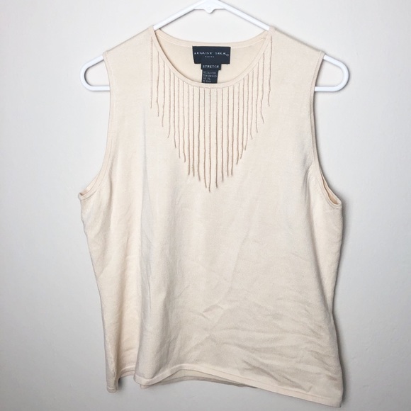 august silk Tops - 🌻August Silk | Beaded Knit Silk blend sleeveless